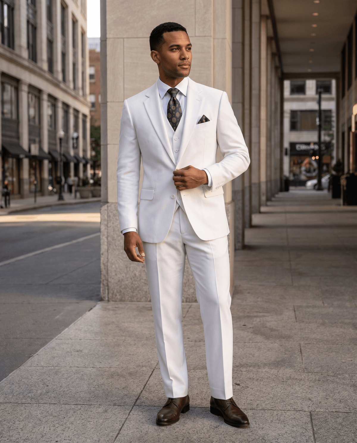 Men’s White Tailored Fit 3-Piece Wool Suit – Statement - Upscale Men's Fashion
