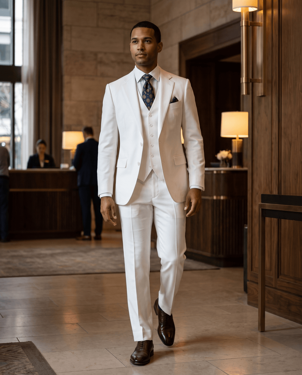 Men’s White Tailored Fit 3-Piece Wool Suit – Statement - Upscale Men's Fashion