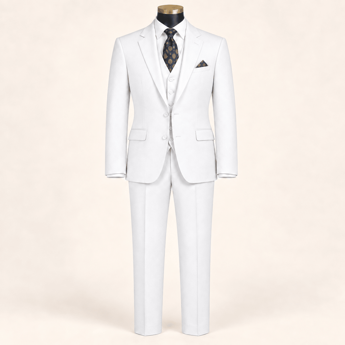 Men’s White Tailored Fit 3-Piece Wool Suit – Statement - Upscale Men's Fashion