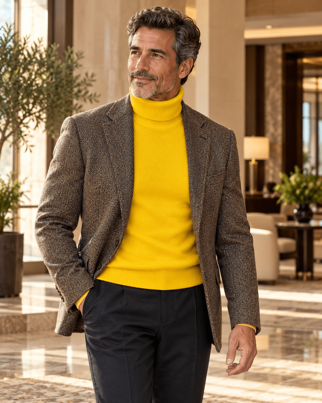 Men's Turtleneck Sweater color Super Limon - Upscale Men's Fashion