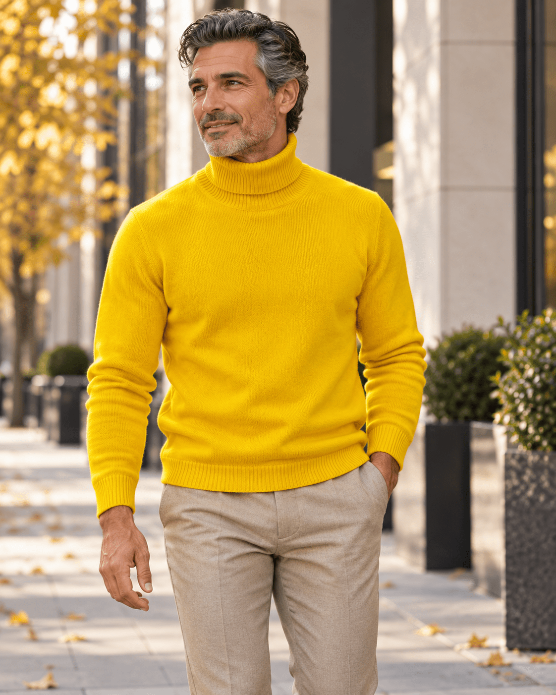 Men's Turtleneck Sweater color Super Limon - Upscale Men's Fashion