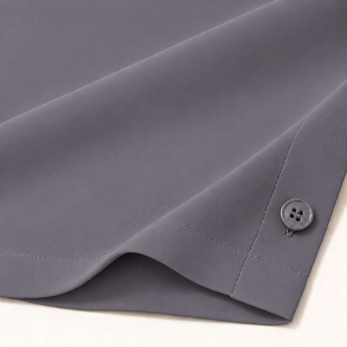 Grey Regular Fit Short Sleeve Crepe Camp Collar Shirt