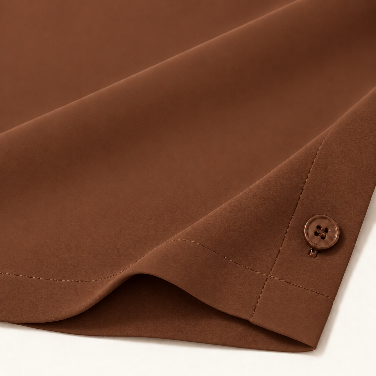 Mocha Regular Fit Short Sleeve Crepe Camp Collar Shirt