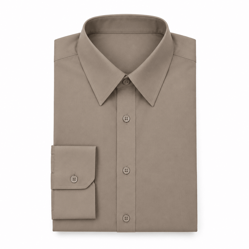 Men's Basic Dress Shirt with Convertible Cuff -Color Taupe - Upscale Men's Fashion
