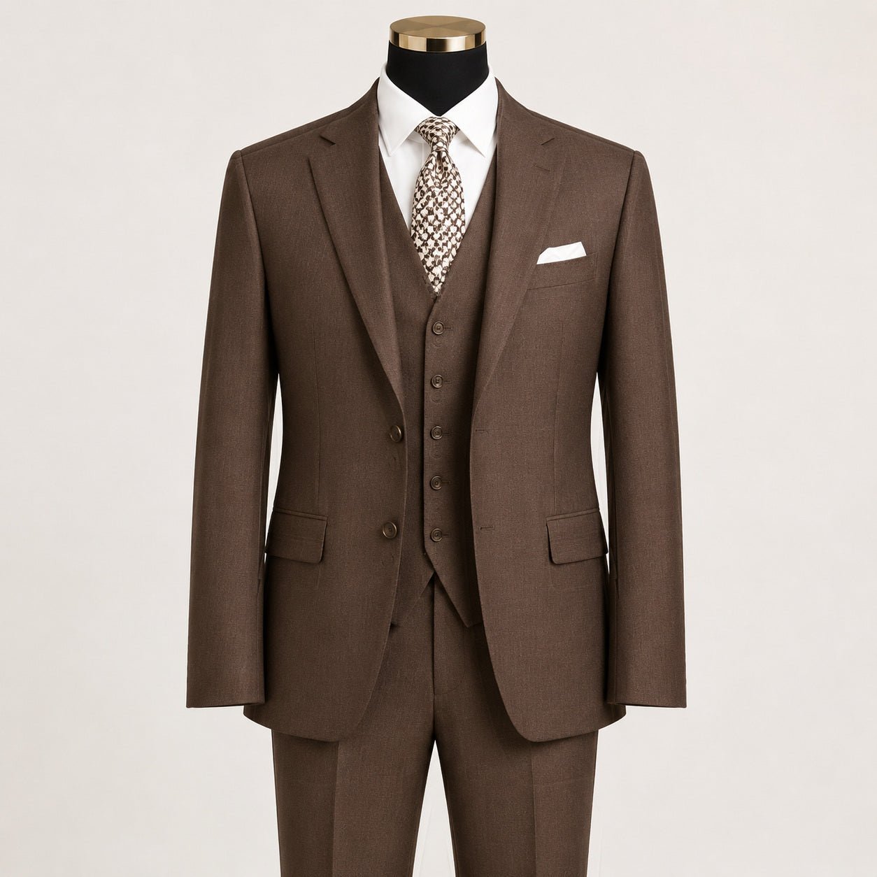 TAZIO COLLECTION-BROWN TEXTURED 3 PIECE SUIT - Upscale Men's Fashion