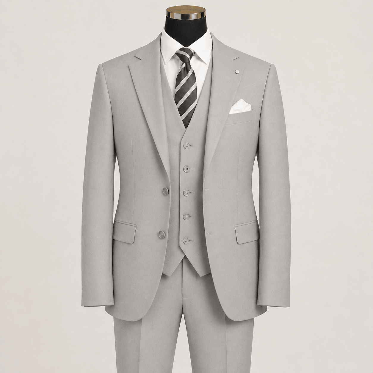 TAZIO COLLECTION-LIGHT GREY TEXTURED 3 PIECE SUIT - Upscale Men's Fashion