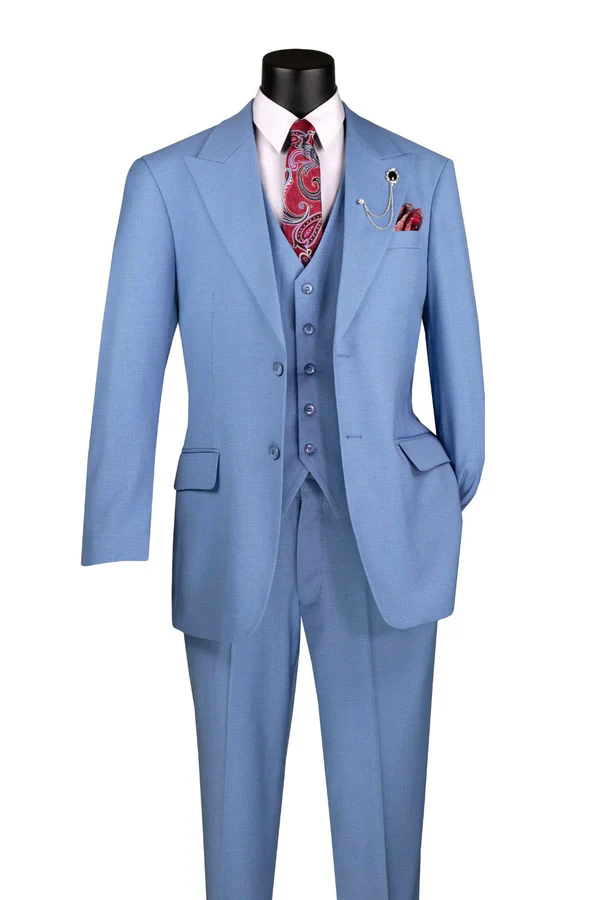  dusty blue regular fit three-piece suit with vest
