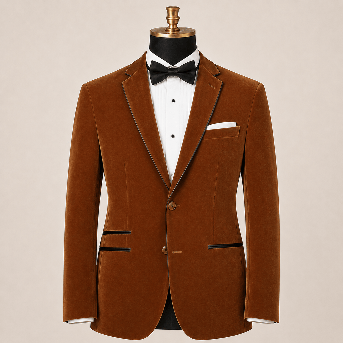 Men's Bourbon Velvet Regular Fit Sport Coat with Black Trim - Upscale Men's Fashion