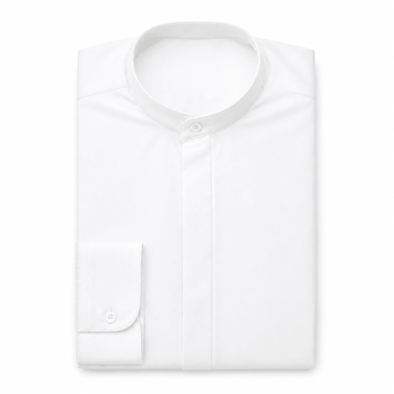 Banded Collar Dress Shirt, White - Upscale Men's Fashion