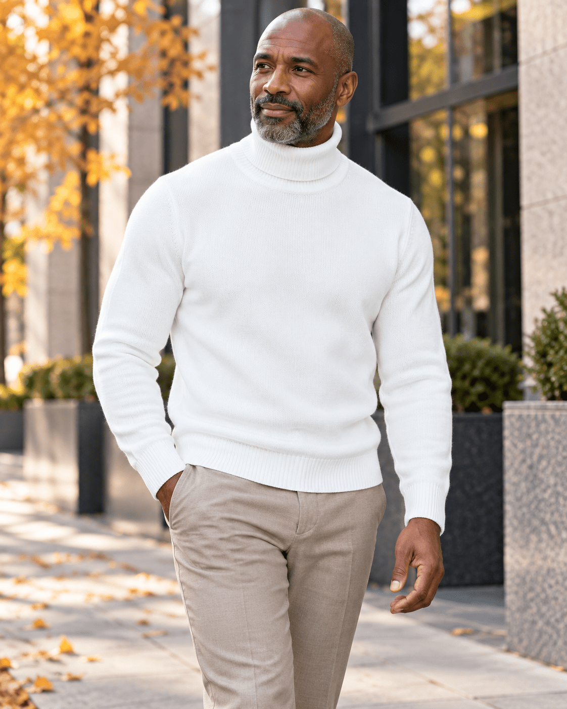 Men's Turtleneck Sweater color White - Upscale Men's Fashion