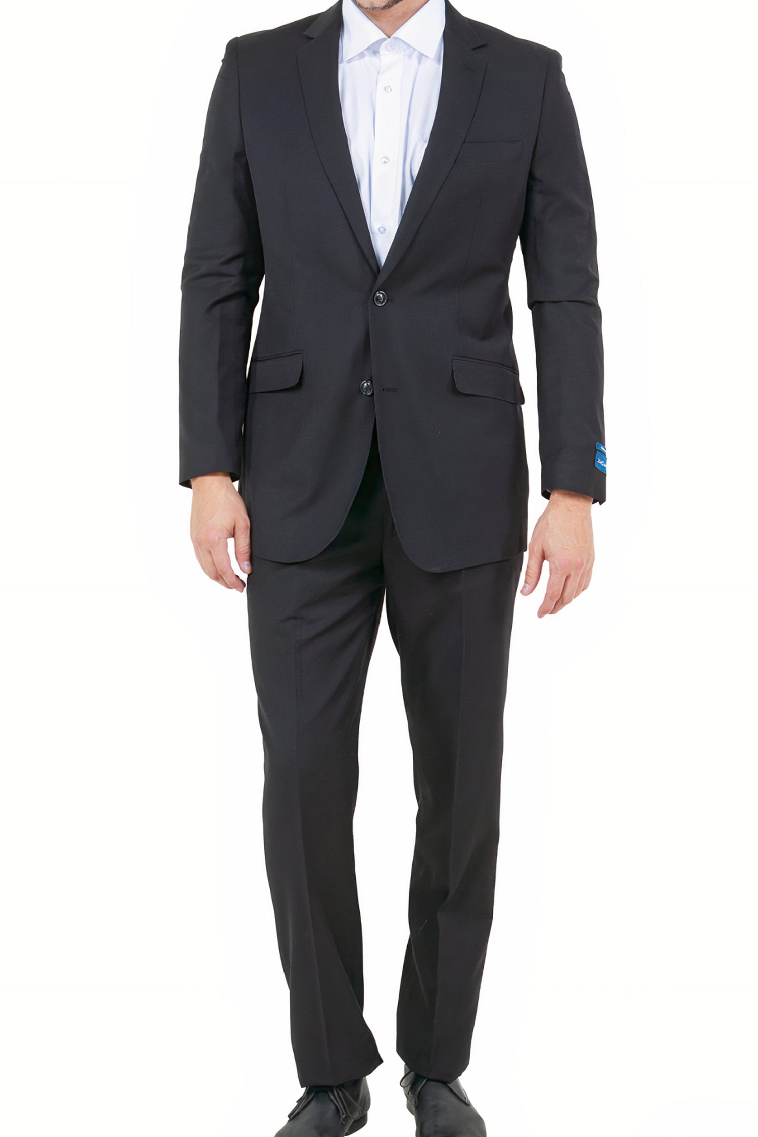 ZeGarie Collection: Modern-Fit Solid Black Wool Two-Piece Suit