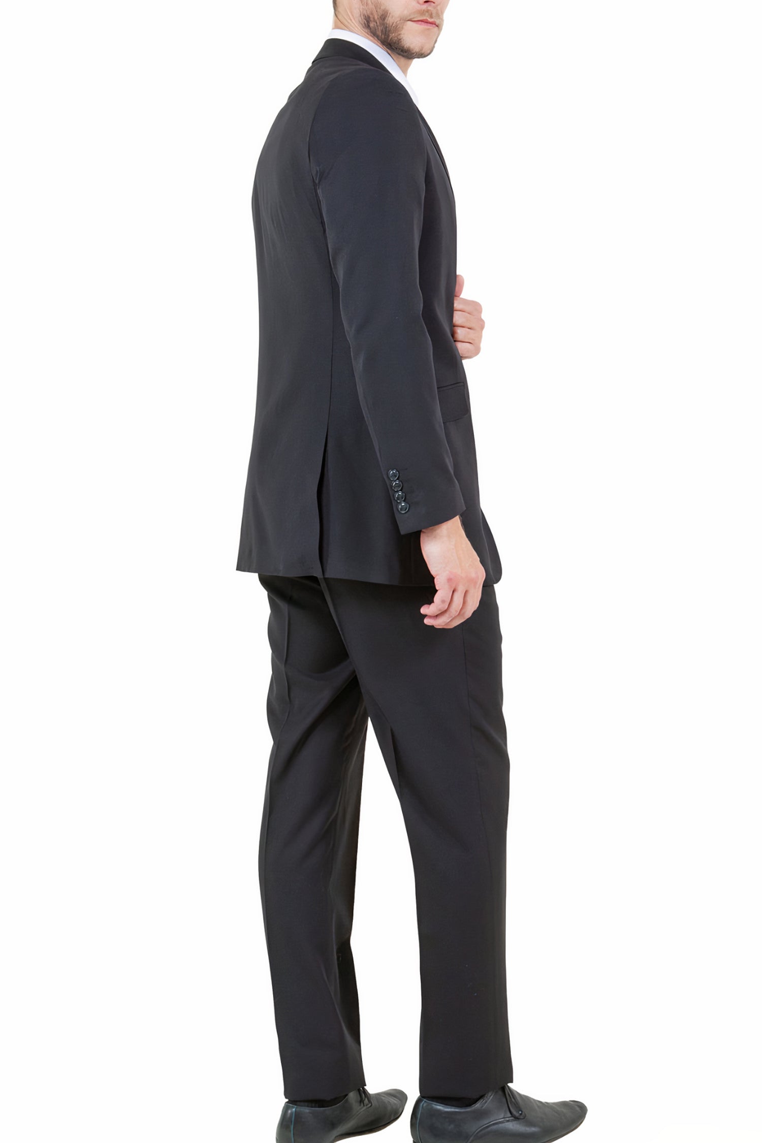 ZeGarie Collection: Modern-Fit Solid Black Wool Two-Piece Suit