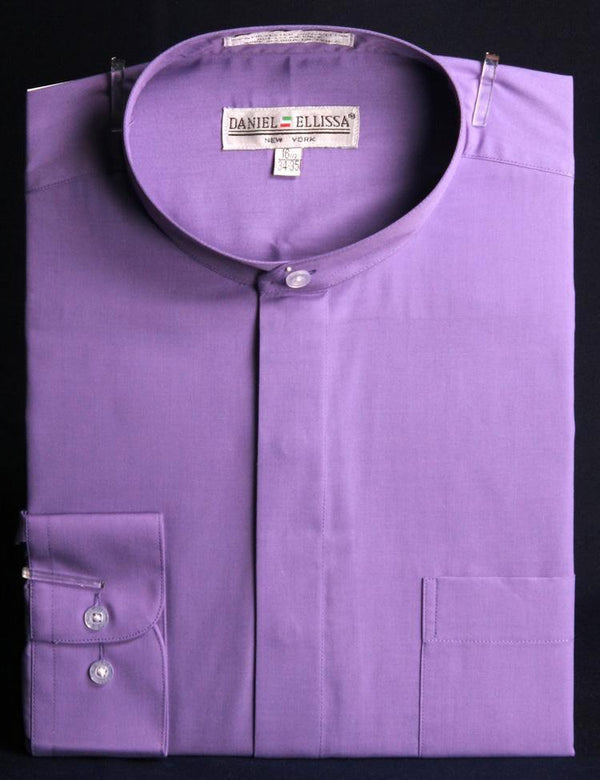 Banded Collar Dress Shirt, Lavender - Upscale Men's Fashion