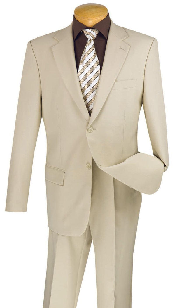 Beige Regular Fit 2 Piece Suit - Upscale Men's Fashion