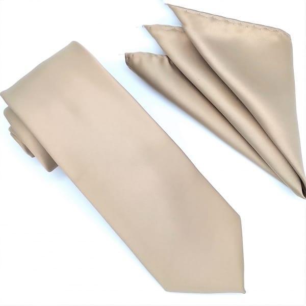 Beige Tie and Hanky Set - Upscale Men's Fashion