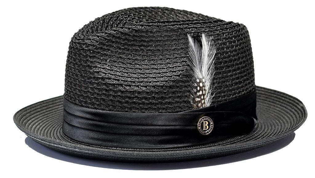 Black Fedora Braided Straw Hat - Upscale Men's Fashion