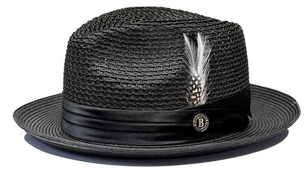 Black Fedora Braided Straw Hat - Upscale Men's Fashion