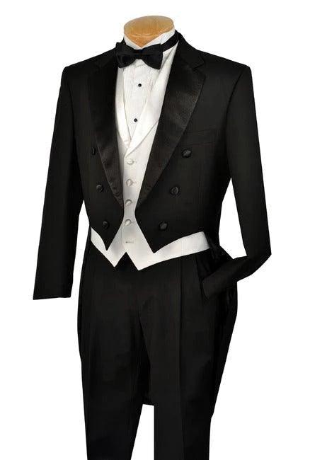 Black Tail Tuxedo with White Vest - Upscale Men's Fashion