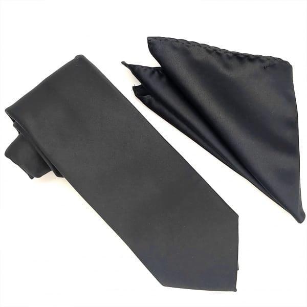 Black Tie and Hanky Set - Upscale Men's Fashion