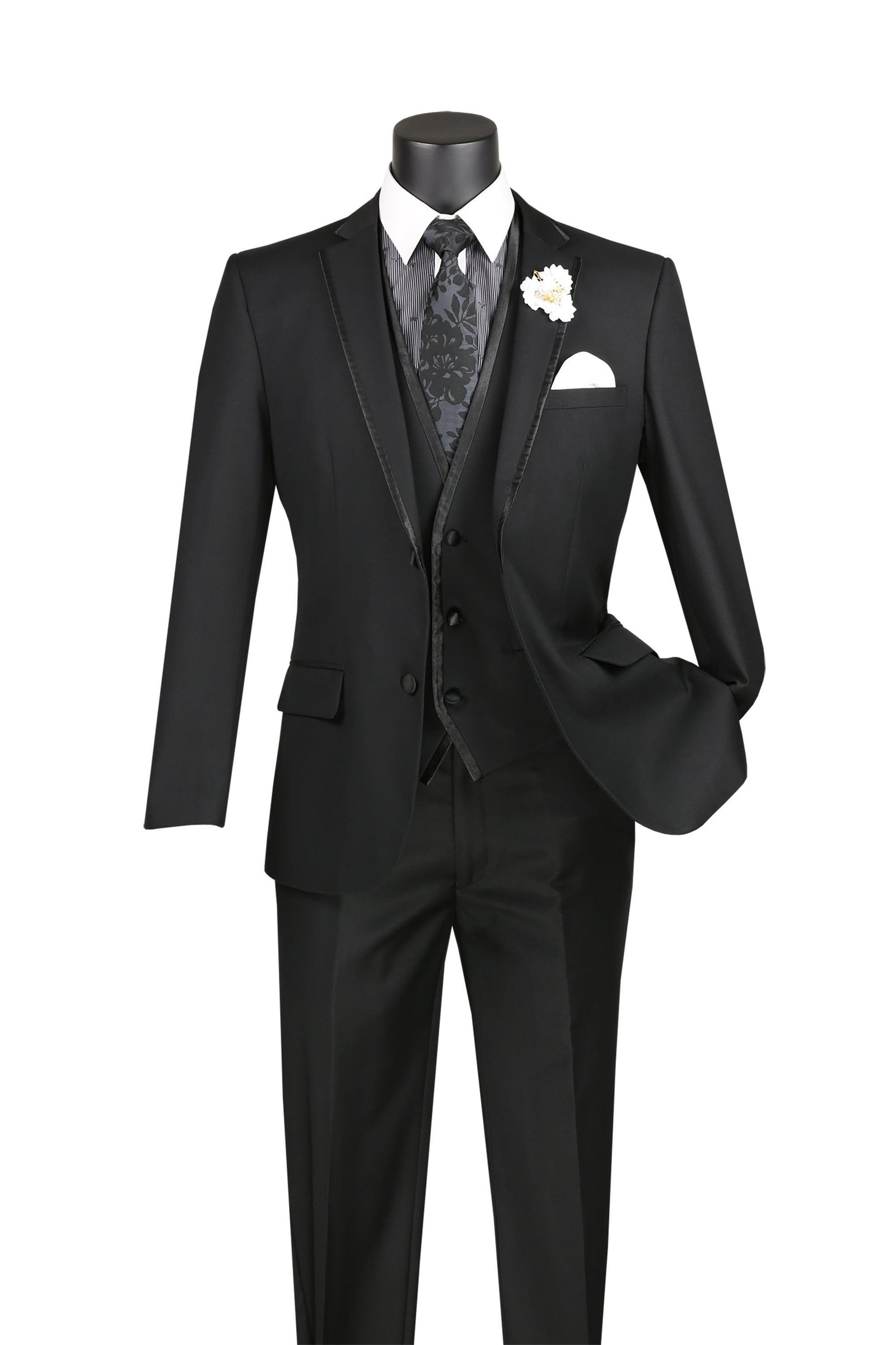 Mens orders slim fit black 3 piece suit