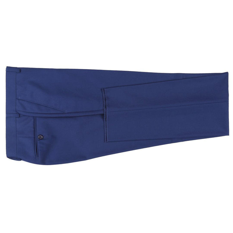 Buy Regular Fit Men Trousers Navy Blue Poly Cotton Blend for Best