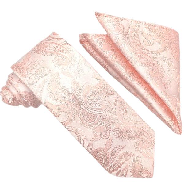 Blush Paisley Tie and Hanky Set - Upscale Men's Fashion