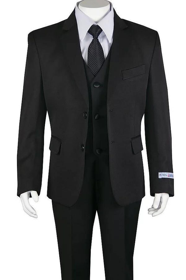 Boys 5 Piece Suit Color Black - Upscale Men's Fashion