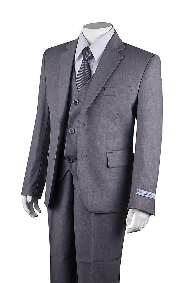 Boys 5 Piece Suit Color Light Grey - Upscale Men's Fashion