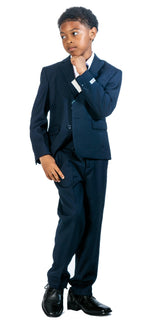 Boys 5 Piece Suit Color Navy - Upscale Men's Fashion