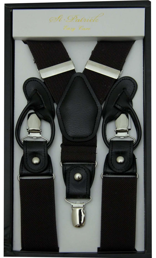 Brown Convertible Suspender Clip & Button - Upscale Men's Fashion