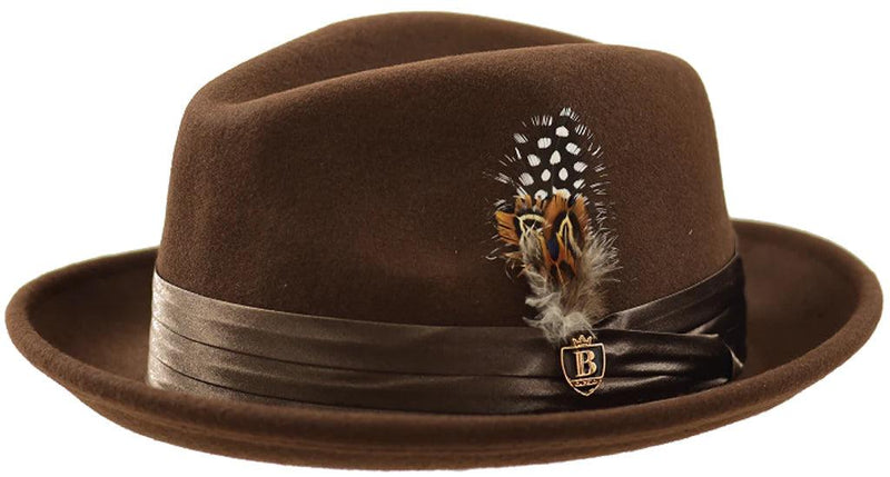 Brown Fedora Wool Felt Dress Hat - Upscale Men's Fashion