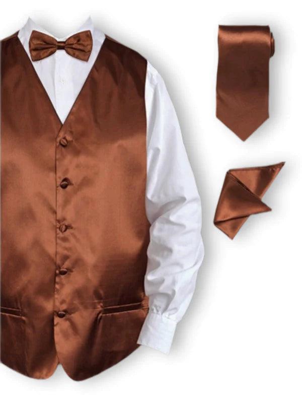 Brown SatinTuxedo Vest Set - Upscale Men's Fashion