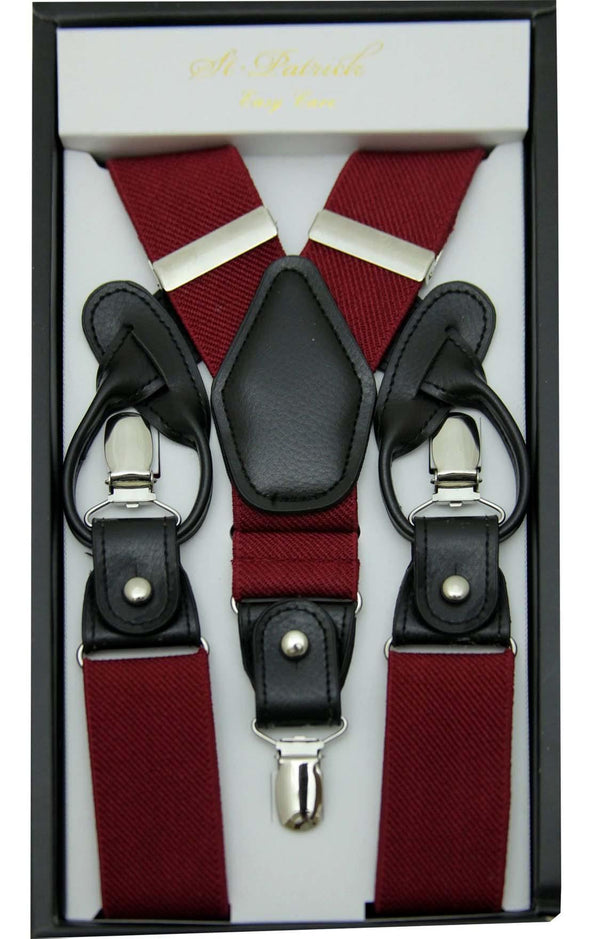 Burgundy Convertible Suspender Clip & Button - Upscale Men's Fashion