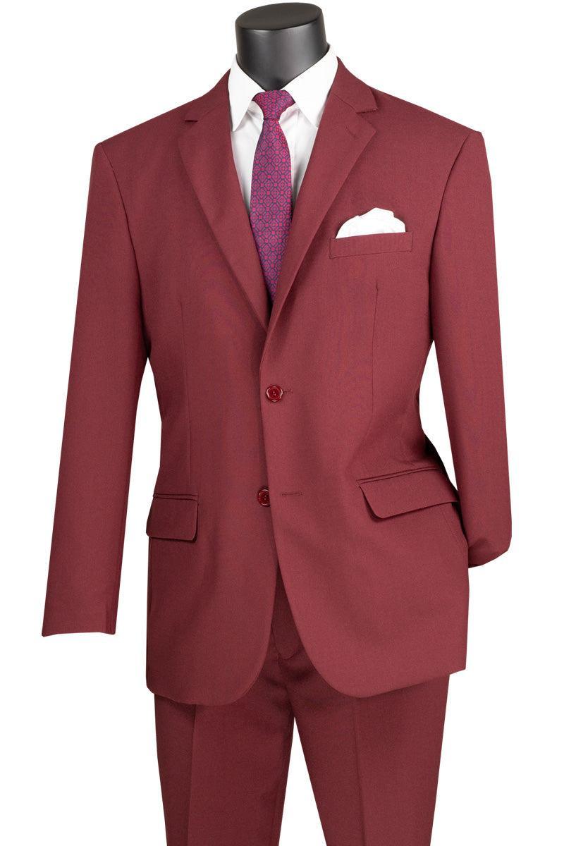 Burgundy Regular Fit 2 Piece Suit - Upscale Men's Fashion