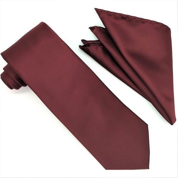 Burgundy Tie and Hanky Set - Upscale Men's Fashion