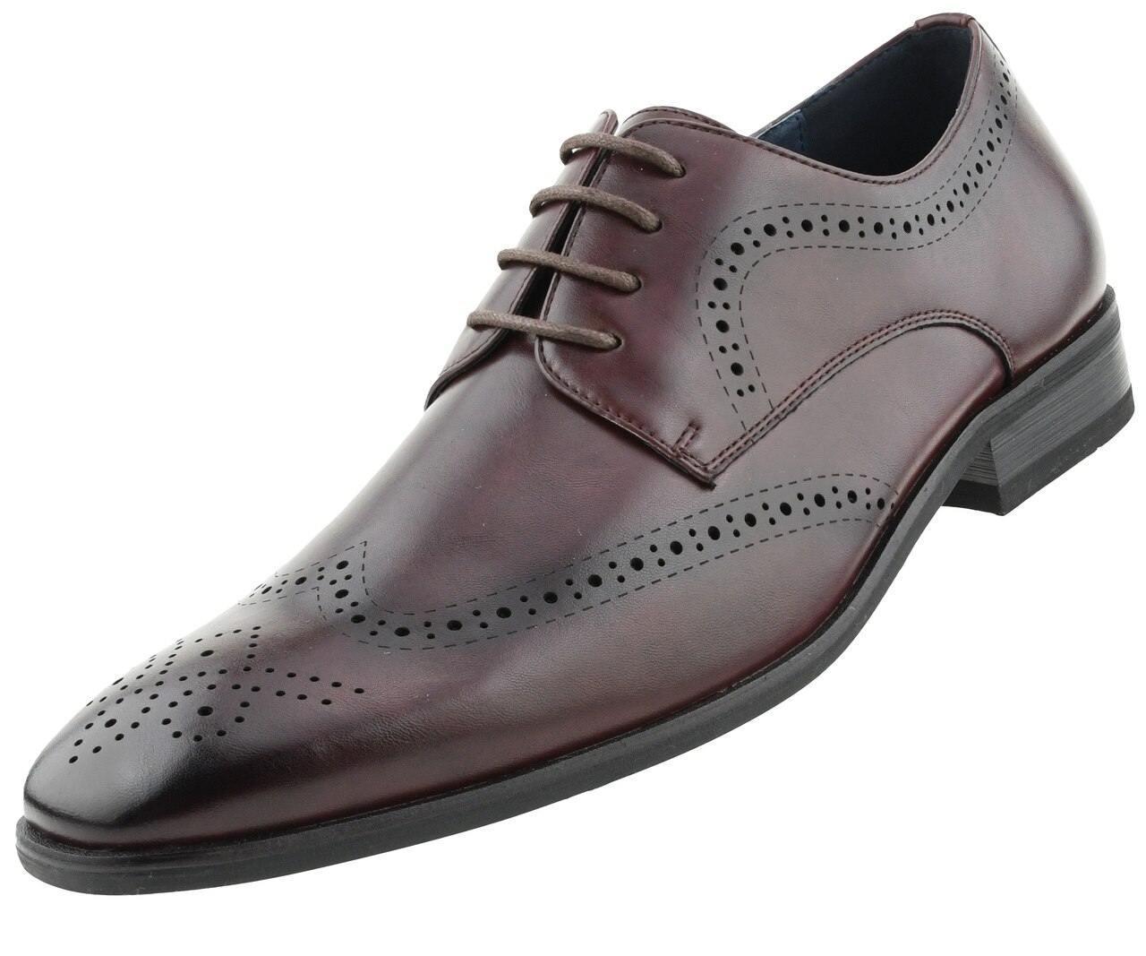 Burgundy Wingtip Dress Shoes - Upscale Men's Fashion