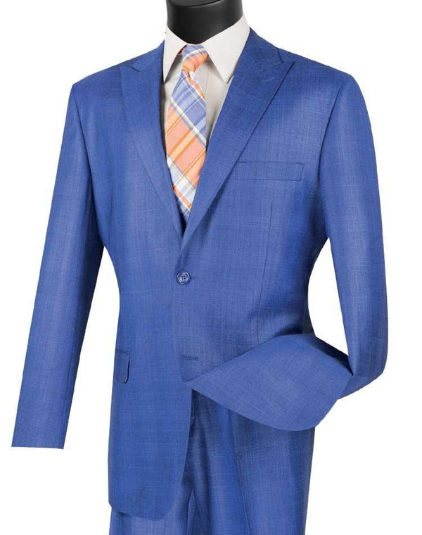 Cambridge Collection-Blue Men's Glen Plaid Suit - Upscale Men's Fashion