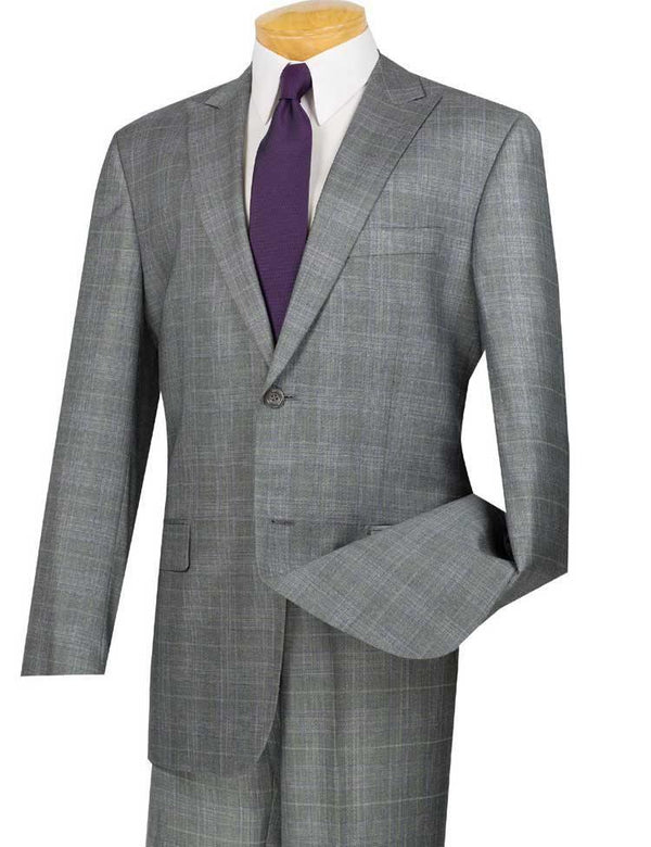 Cambridge Collection-Gray Men's Glen Plaid Suit - Upscale Men's Fashion