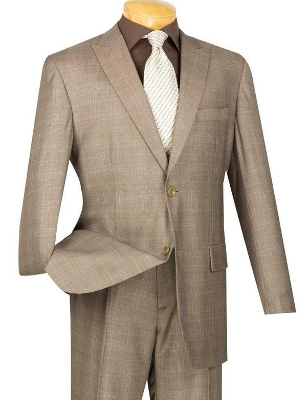 Cambridge Collection-Tan Men's Glen Plaid Suit - Upscale Men's Fashion