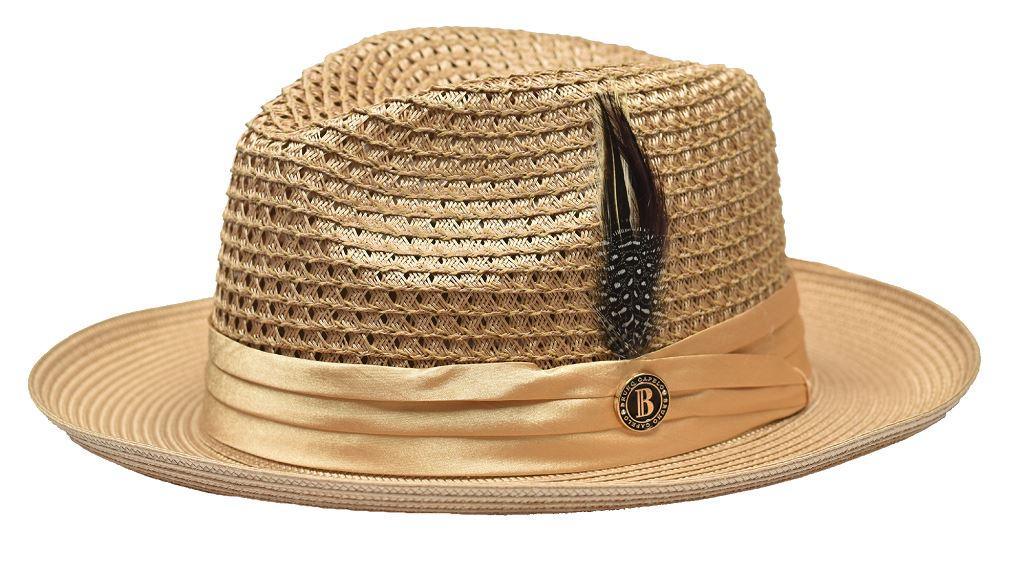 Camel Fedora Braided Straw Hat - Upscale Men's Fashion