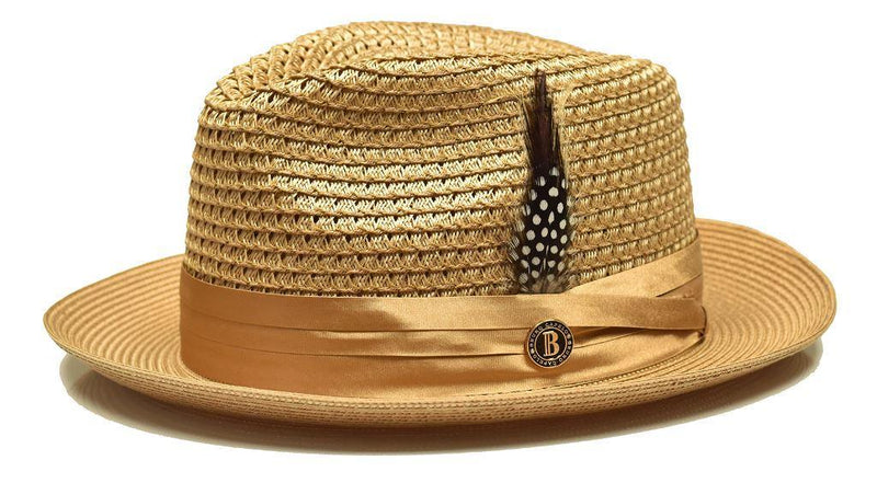 Caramel Fedora Braided Straw Hat - Upscale Men's Fashion