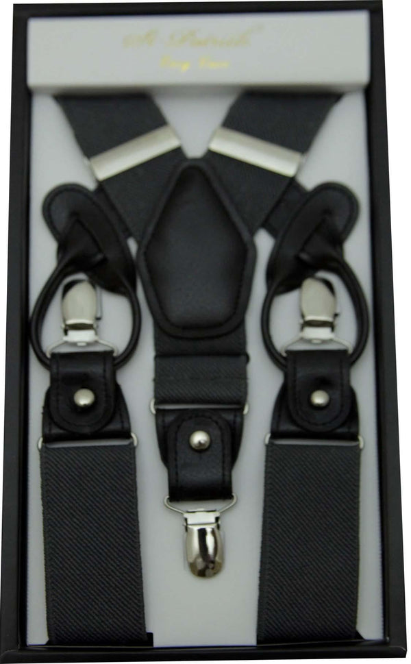 Charcoal Convertible Suspender Clip & Button - Upscale Men's Fashion