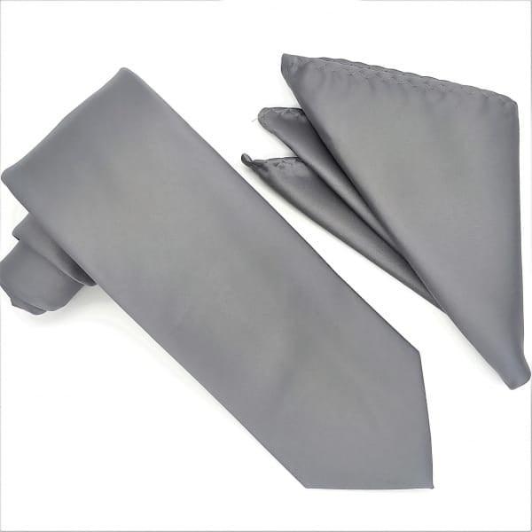 Charcoal Tie and Hanky Set - Upscale Men's Fashion