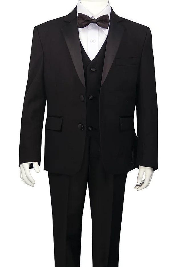 Classic Black 5 Piece Boy's Tuxedo - Upscale Men's Fashion