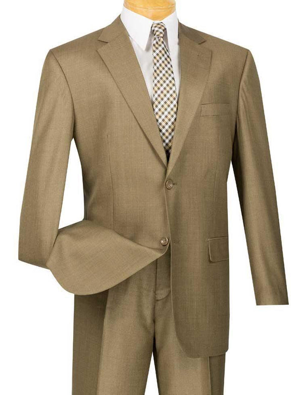 Classic Fit Sharkskin 2 Piece Suit Color Taupe - Upscale Men's Fashion