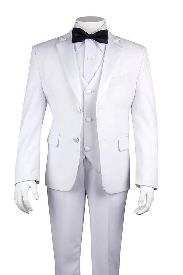 Classic White 5 Piece Boy's Tuxedo - Upscale Men's Fashion
