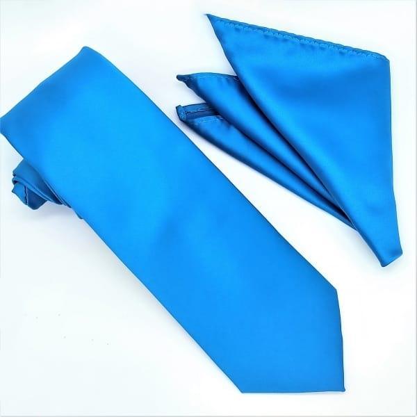 Cobalt Blue Tie and Hanky Set - Upscale Men's Fashion