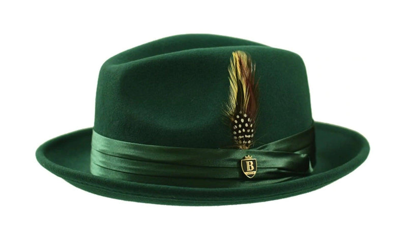Emerald Green Fedora Wool Felt Dress Hat - Upscale Men's Fashion