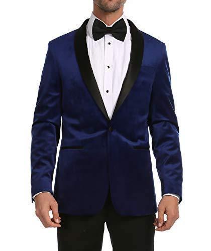 Enzo Collection-Indigo Velvet Slim Fit Shawl Lapel Tuxedo Men's Blazer - Upscale Men's Fashion