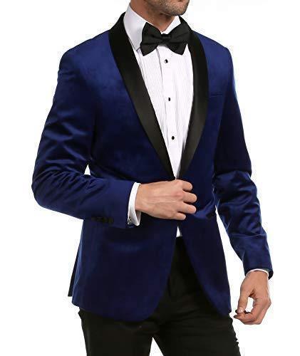 Enzo Collection-Indigo Velvet Slim Fit Shawl Lapel Tuxedo Men's Blazer - Upscale Men's Fashion